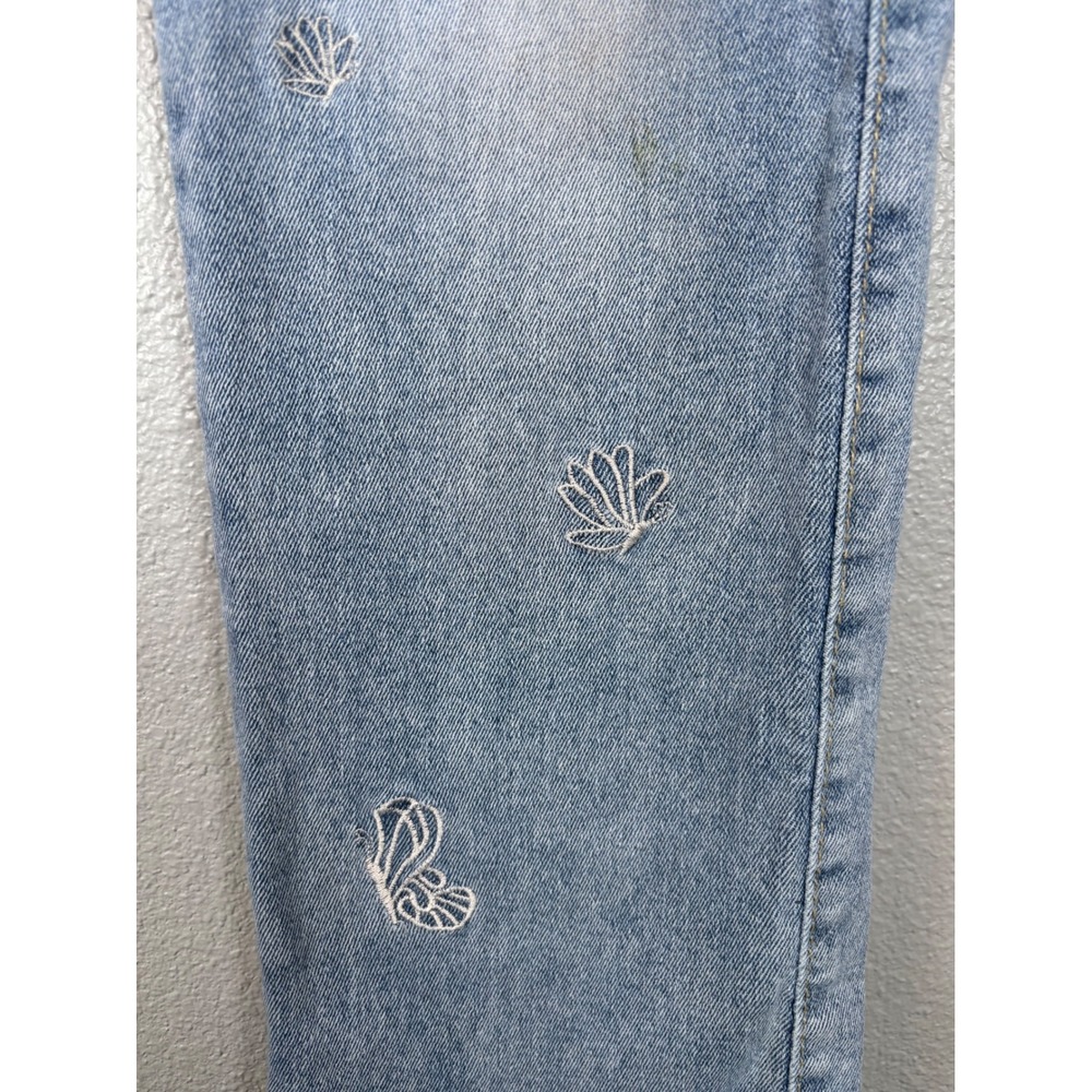 Celebrity Ace Girls Blue Embroidered Butterfly Shell Cargo Straight Jeans Size 8 - Picture 3 of 9